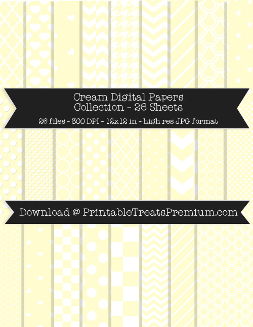 26 Cream Digital Papers Collection