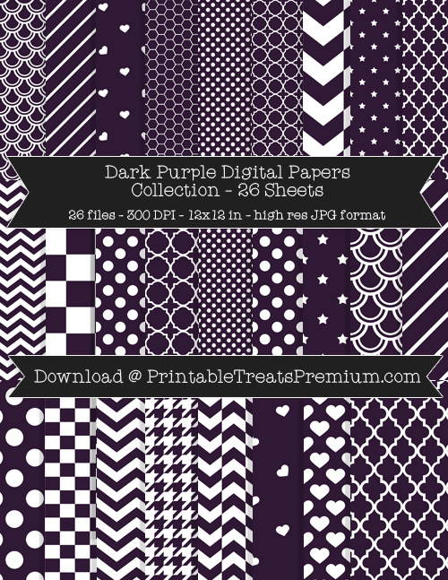 26 Dark Purple Digital Papers Collection