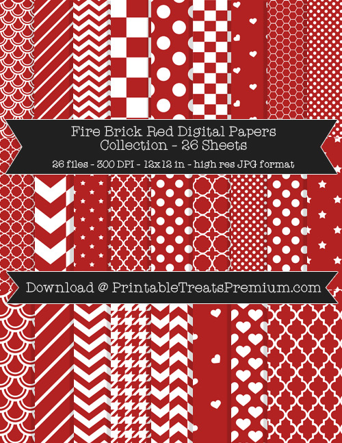 26 Fire Brick Red Digital Papers Collection