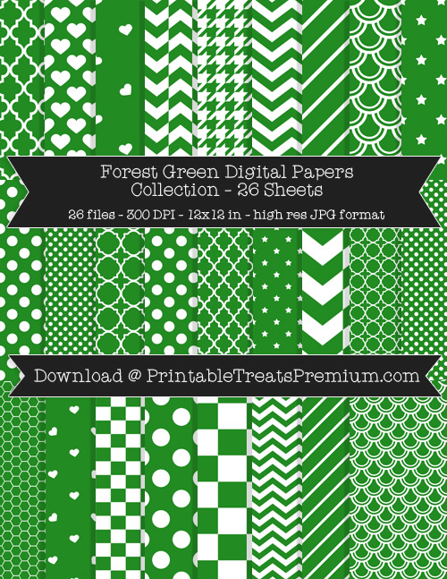 26 Forest Green Digital Papers Collection