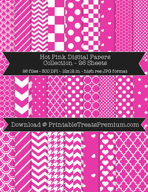 26 Hot Pink Digital Papers Collection