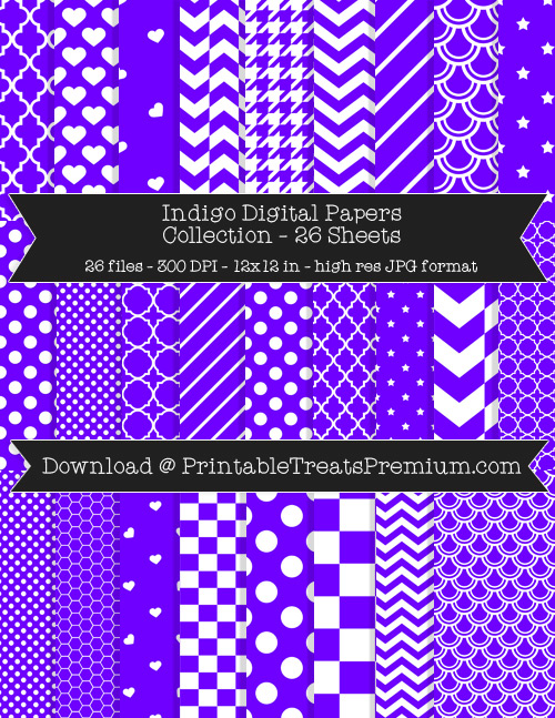 26 Indigo Digital Papers Collection