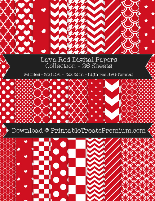 26 Lava Red Digital Papers Collection