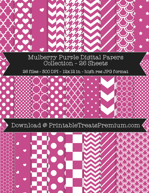 26 Mulberry Purple Digital Papers Collection
