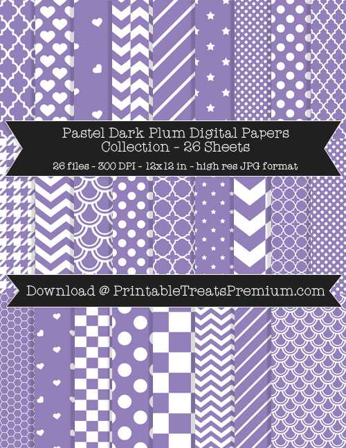 26 Pastel Dark Plum Digital Papers Collection