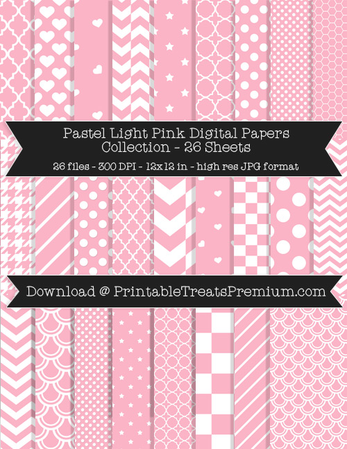 26 Pastel Light Pink Digital Papers Collection