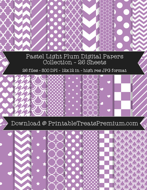 26 Pastel Light Plum Digital Papers Collection