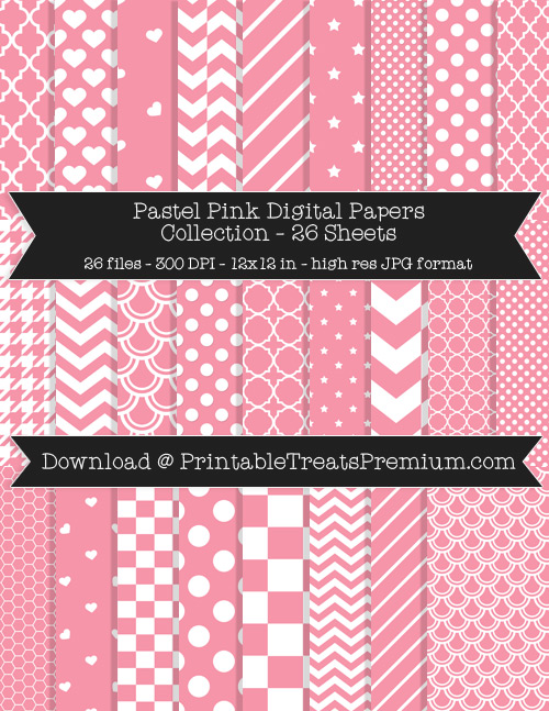 26 Pastel Pink Digital Papers Collection