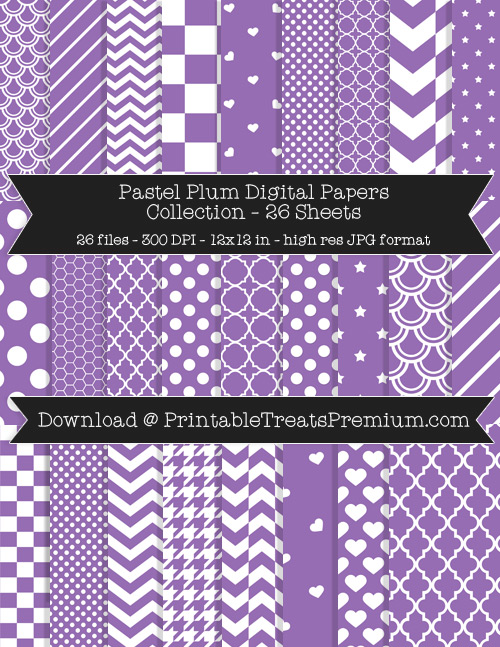 26 Pastel Plum Digital Papers Collection
