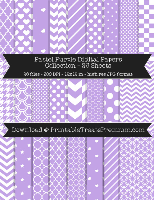 26 Pastel Purple Digital Papers Collection