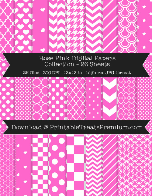 26 Rose Pink Digital Papers Collection