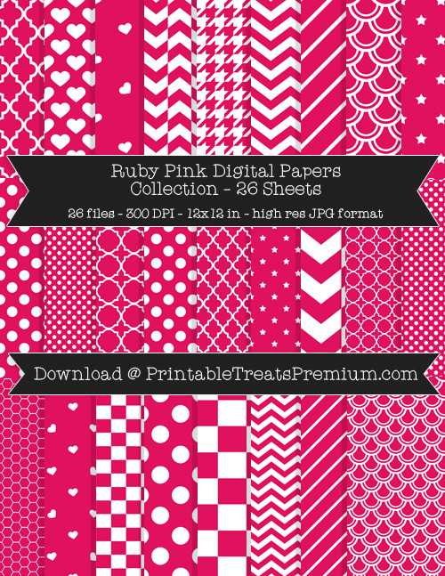 26 Ruby Pink Digital Papers Collection