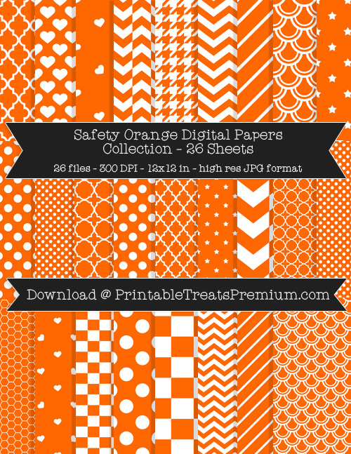 26 Safety Orange Digital Papers Collection