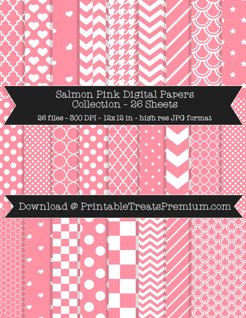 26 Salmon Pink Digital Papers Collection