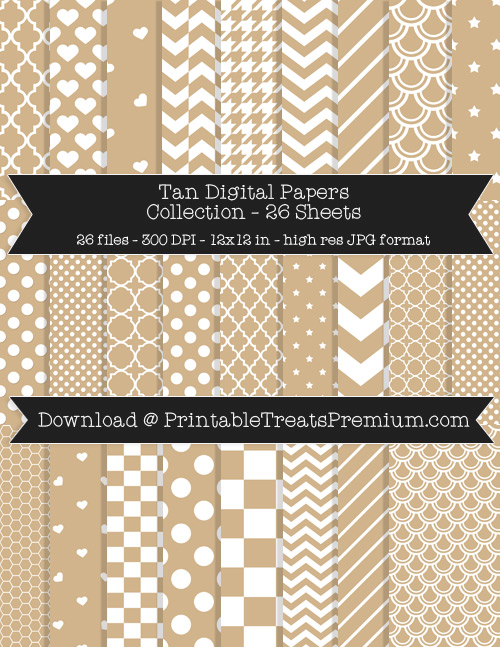 26 Tan Digital Papers Collection