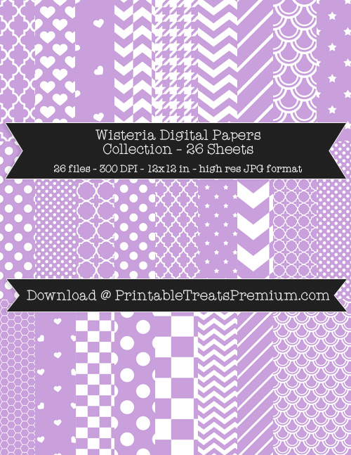 26 Wisteria Digital Papers Collection
