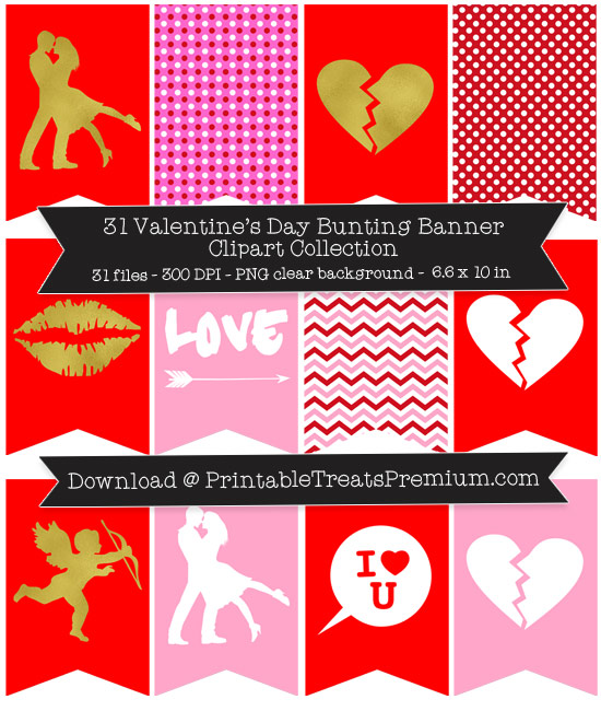 31 Valentine's Day Bunting Banner Clipart Collection