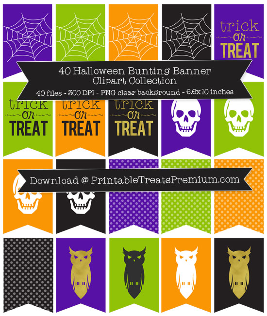 Halloween Bunting Banners Clip Art Pack
