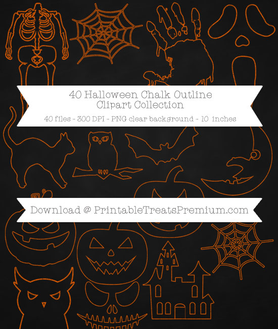 40 Halloween Chalk Outline Clipart Collection