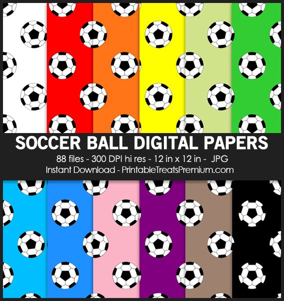 Soccer Ball Digital Paper Pack for Scrapbooking, Invitations, Wrapping Paper, Parties
