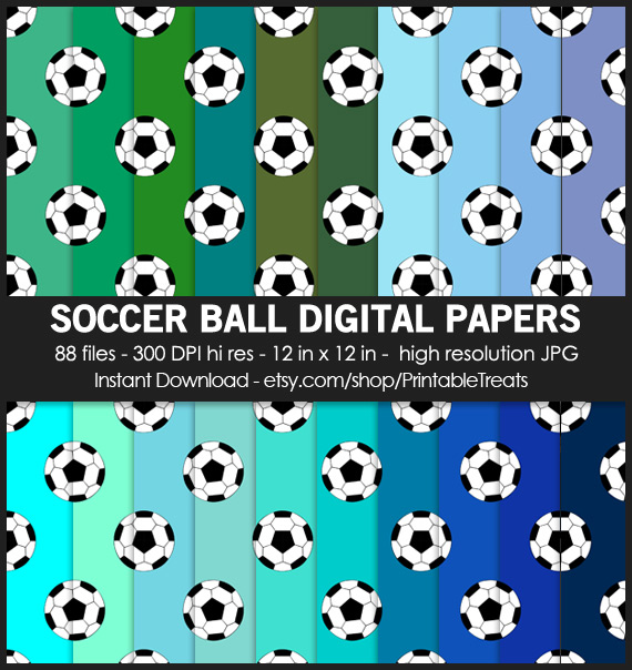 88 Soccer Ball Digital Papers Pack