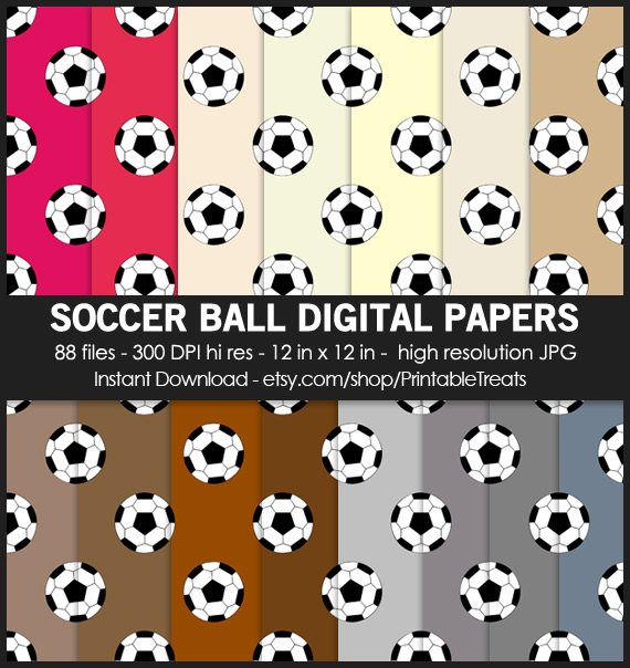 88 Soccer Ball Digital Papers Pack