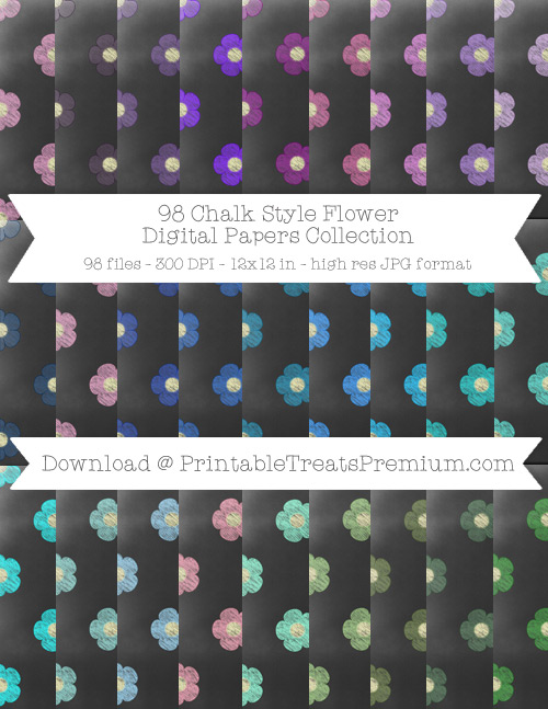 98 Chalk Style Flower Digital Papers Collection