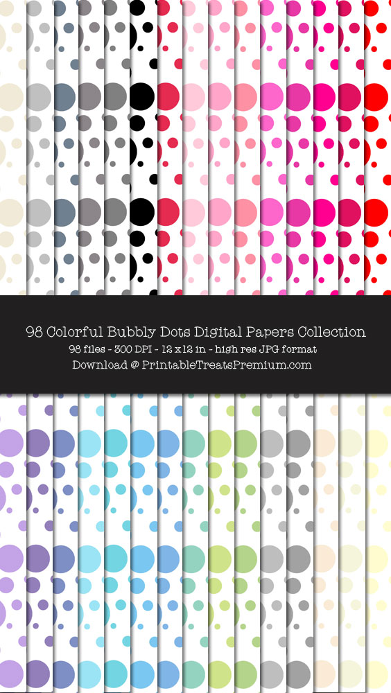 98 Colorful Bubbly Dots Digital Papers Collection