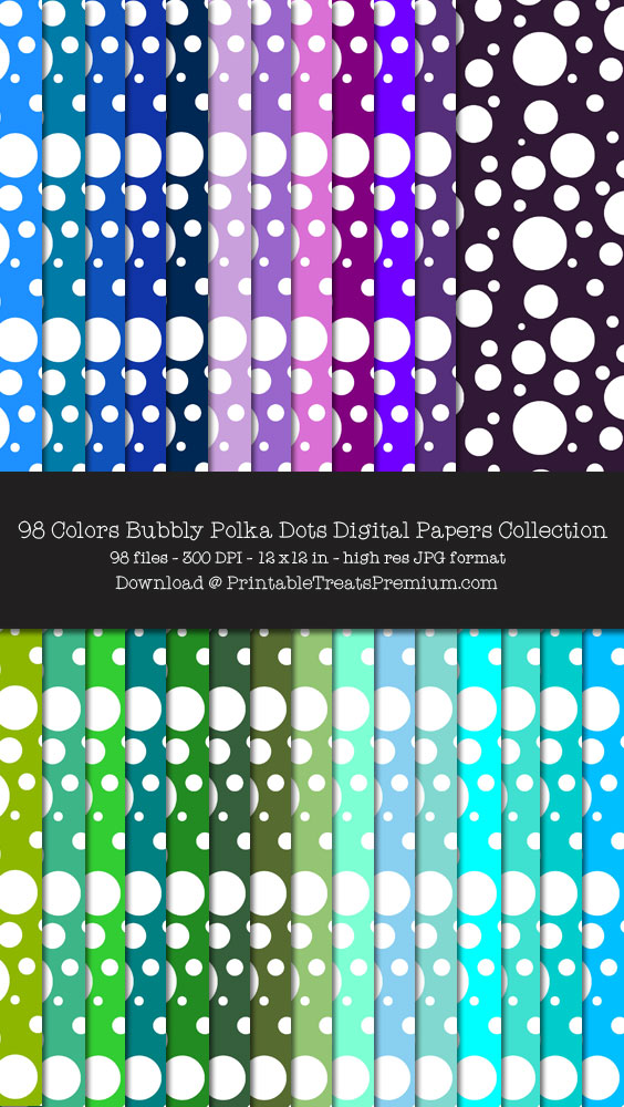 98 Colors Bubbly Polka Dots Digital Papers Collection