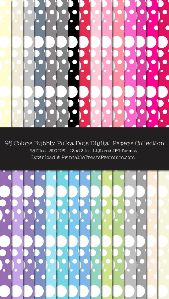 98 Colors Bubbly Polka Dots Digital Papers Collection