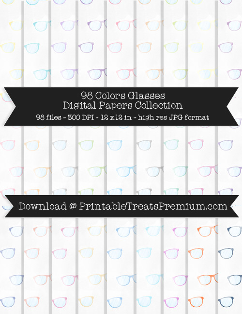 98 Colors Glasses Digital Papers Collection