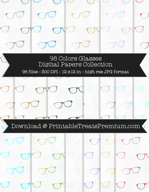 98 Colors Glasses Digital Papers Collection