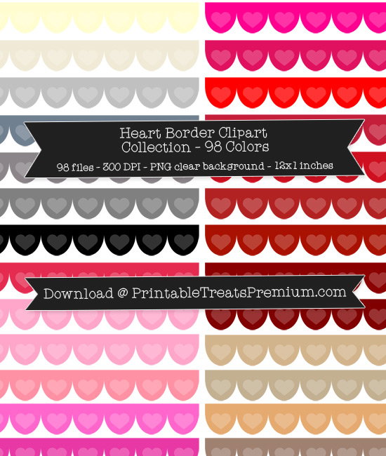 98 Colors Scalloped Heart Border Clipart Collection