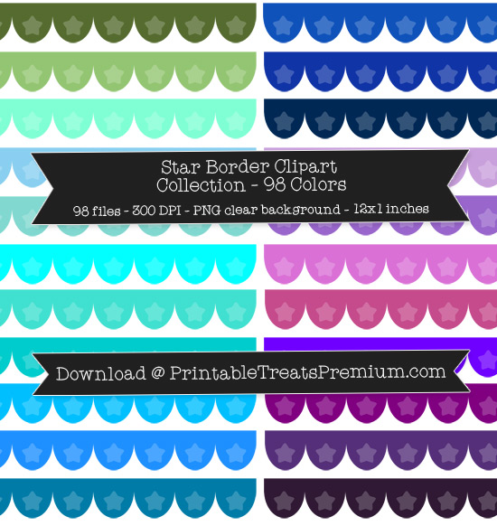 98 Colors Scalloped Star Border Clipart Collection