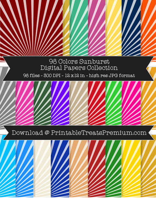 98 Colors Sunburst Digital Papers Collection