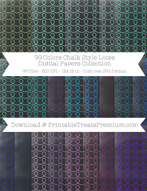 99 Colors Chalk Style Loops Digital Papers Collection