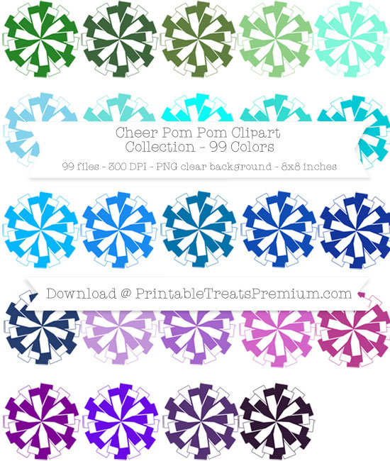 99 Colors Cheer Pom Pom Clipart Collection