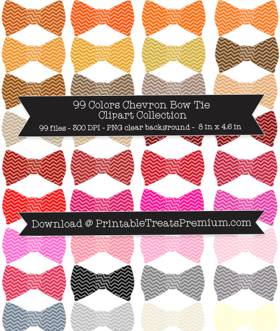 99 Colors Chevron Bow Tie Clipart Collection