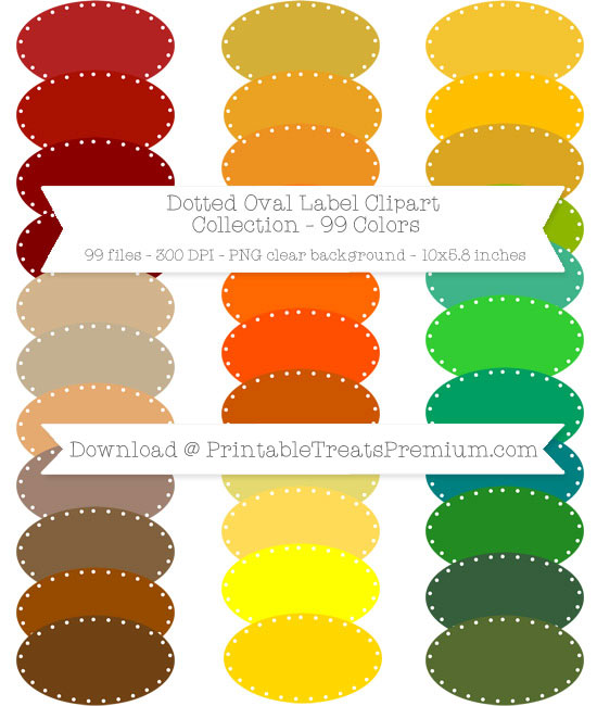 99 Colors Dotted Oval Label Clipart Collection