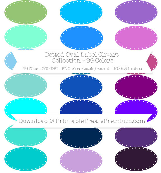 99 Colors Dotted Oval Label Clipart Collection