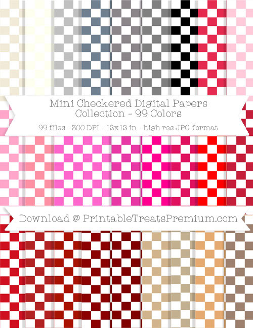 99 Colors Mini Checkered Digital Papers Collection