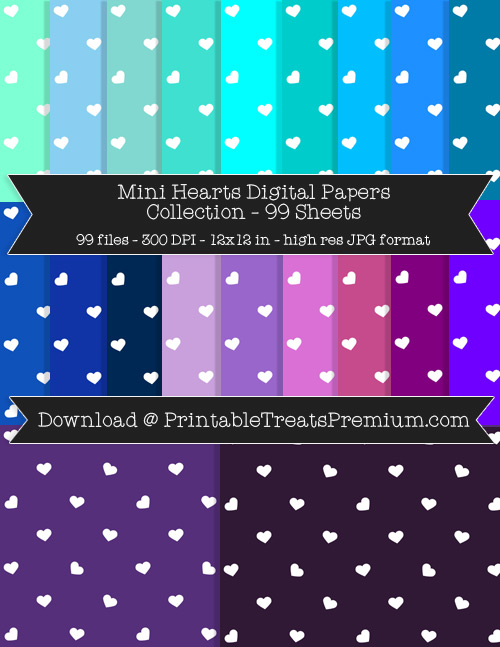 99 Colors Mini Hearts Digital Papers Collection