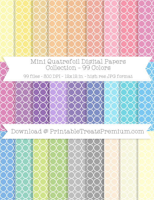 99 Colors Mini Quatrefoil Digital Papers Collection