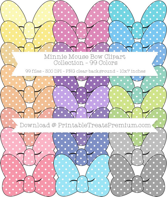 99 Colors Polka Dot Minnie Mouse Bow Clipart Collection