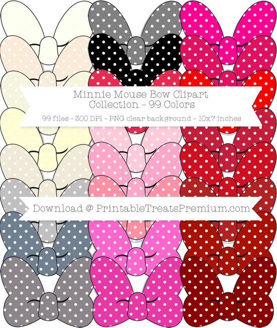 99 Colors Polka Dot Minnie Mouse Bow Clipart Collection