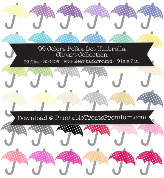 Polka Dot Umbrella Clipart Pack