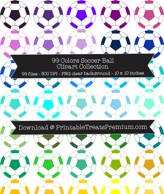 99 Colors Soccer Ball Clipart Collection