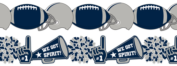 Blue and Silver Football Borders Clipart Pack