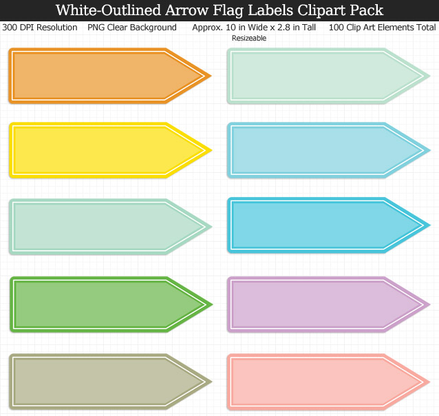 Love these rainbow arrow flag label clipart for my binders and planner. 100 colors!