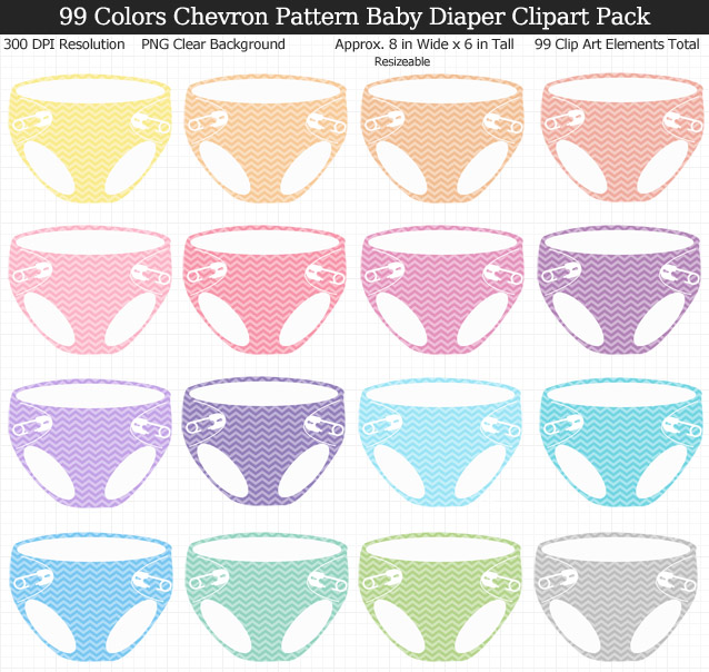 Love these rainbow chevron baby diaper clipart! Prints large and perfect for my baby shower decorations. 99 colors!